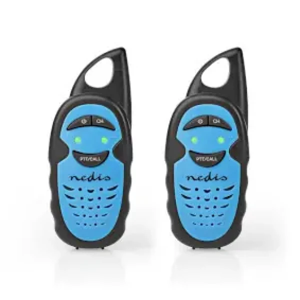 Nedis Walkie-Talkie Set modrá / 2x vysílačka / 2 sluchátka / 3 kanály / Až 3 km / PTT / Až 3 hodiny (WLTK0300BU)