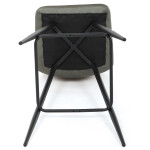 Židle barová, zelená látka, čtyřnohá kovová podnož, černý mat