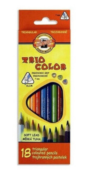 KOH-I-NOOR Trojhranné pastelky tenké Triocolor 18 ks (24281)