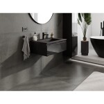 MEXEN/S - Orio koupelnová skříňka 70 cm s umyvadlem Otis, 1 šuplík, černá lesk/černá mat 91A10-07023-1-BF70-W18M71