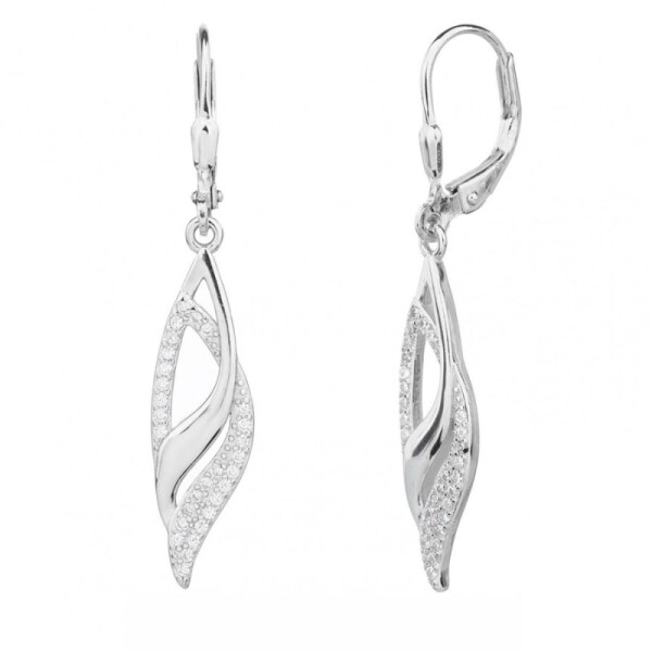 Stříbrné visací náušnice se zirkony Catherine - stříbro 925/1000, Stříbrná