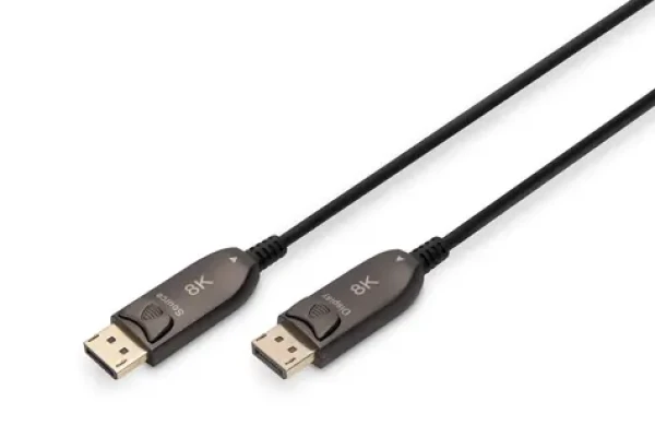 Digitus AK-340107-100-S černá / DisplayPort kabel / Aktivní optický / 8K 60 Hz / 32,4 Gbps / DP 1.4 / 10 m (AK-340107-100-S)