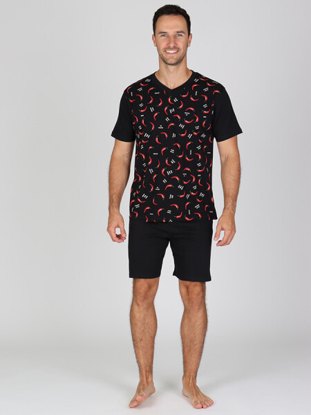 EVONA a.s. Pánské krátké pyžamo P BODO s chilli papričkami - P BODO XL