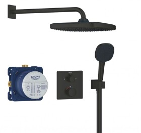 GROHE - Sprchový set s termostatem pod omítku, s tělesem, 25x25 cm, 2 proudy, matná černá 348822430