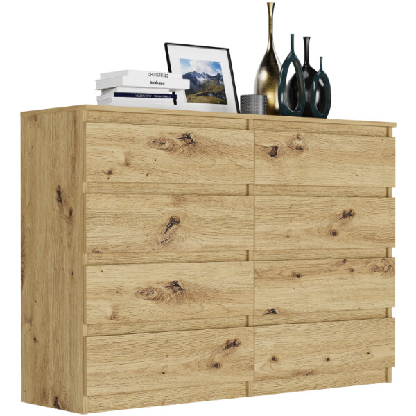 DumDekorace Moderní komoda s 8 zásuvkami R-140-S8 - různé barevné varianty artisan