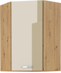 Horní rohová skříňka Artisan 60x60 GN-90 1F (45°) Barva korpusu: Dub artisan, Barva dvířek: Bílý lesk