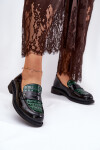 Lakované Kožené Dámské Mokasíny Vinceza 91125 Zeleno-Černé 38