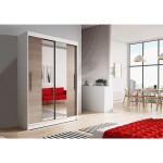 Šatní skříň Neomi 01 Barva korpusu: Bílá Mat, Rozměry: 120 cm, Dveře: Bílá mat / zrcadlo