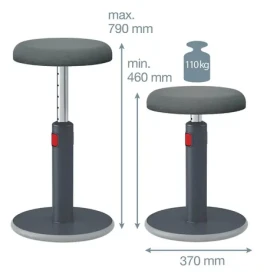 Leitz ERGO Cosy šedá / Balanční stolička / Výška 45-79 cm / Nosnost 110 kg (65180089)