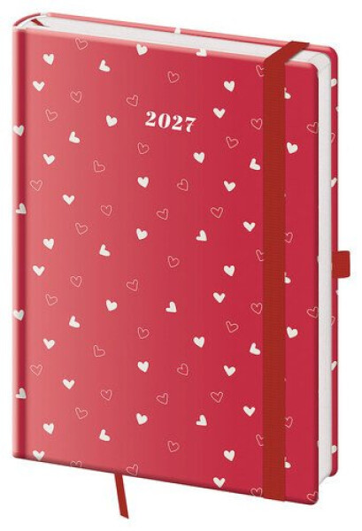 Diář 2027 týdenní A5 Vario - Hearts s gumičkou