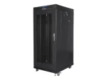 Lanberg Rack 27U černá / Stojanový rozvaděč / 19" / 600x800 mm / Flat pack / Perforované dveře / LCD (FF01-6827-23BL)