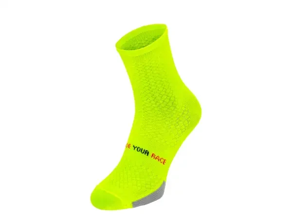 R2 Endurance cyklistické ponožky neonově žlutá/černá vel. M (39-42)