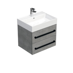 Koupelnová skříňka s černou úchytkou a umyvadlem SAT Cube Way 60x47,5x46 cm beton mat CUBE46C602BESAT CUBE46C602BESAT