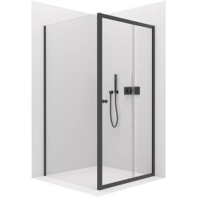 CERANO Sprchový kout Varone POINT L/P - 6 mm - černá matná, transparentní sklo - 100x100x195 cm - posuvný