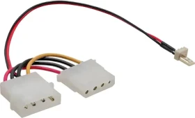 InLine Redukční kabel 3-pin ventilátor na 2x Molex 4-pin / Kabel / 0,3 m (33344A)