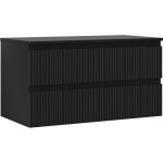 MEXEN/S - Rivel koupelnová skříňka pod umyvadlo 90 cm s deskou, 2 zásuvky, reliéf , černá mat 91A20-09047-2-BFFC71