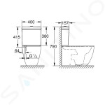 GROHE - Essence Splachovací nádrž, 400x157 mm, spodní napouštění, alpská bílá 39579000