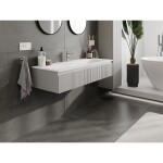 MEXEN/S - Rivel koupelnová skříňka 120 cm s umyvadlem Vela, 1 šuplík, reliéf , šedá mat/bílá mat 91A20-12023-1-BF62-W23M01