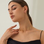 ELENYS Wawe – pozlacený náhrdelník 18K žluté zlato Průměr chokeru: 12,3 cm (nastavitelný / roztahovací)