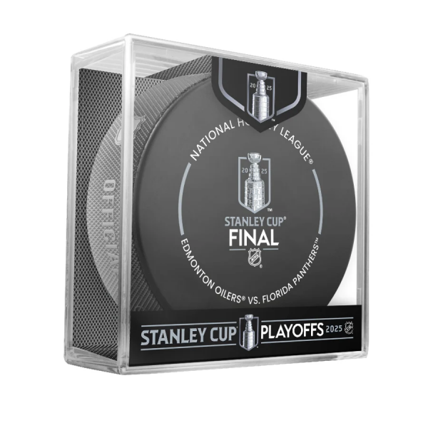 Inglasco Puk Stanley Cup Final 2025 Matchup Game 2 NHL Official Game Puck Edmonton Oilers vs. Florida Panthers