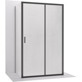 CERANO - Třístěnný sprchový kout Varone LINE U L/P - 6 mm - černá matná, mléčné sklo - 160x70 - posuvný CER-DY505-90223
