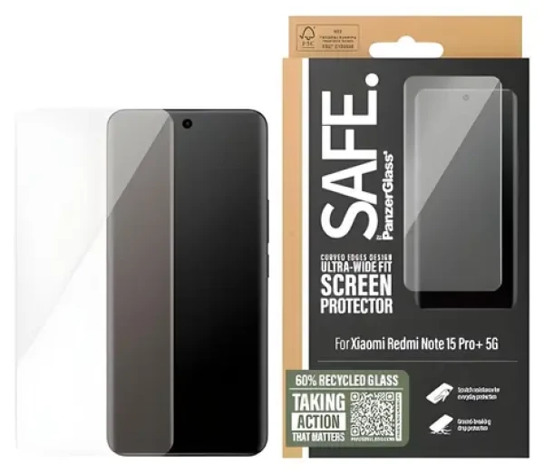 PanzerGlass SAFE Ultra-Wide Fit průhledné / Ochranné sklo / Xiaomi Redmi Note 15 Pro+ 5G / Plně nalepovací (PAN001516)