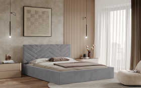 FRONTI Postel TRIEST 180x200 světlešedá s úložným prostorem