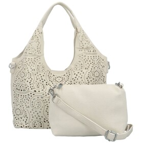 Stylový dámský koženkový set kabelek Ambrózia, krémová