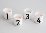 DESIGN LETTERS Espresso hrnečky Letters 100 ml - set 4 kusů, černá barva, bílá barva, porcelán