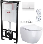 ALCADRAIN Sádromodul - předstěnový instalační systém s bílým tlačítkem M1710 + WC CERSANIT ZEN CLEANON + SEDÁTKO AM101/1120 M1710 HA1