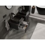MEXEN/S - Rivel koupelnová skříňka pod umyvadlo 50 cm s deskou, 1 šuplík, reliéf , černá mat 91A20-05023-1-BFC71