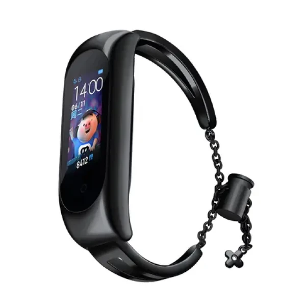 Hurtel Kovový řemínek pro Xiaomi Mi Band 3/4/5/6 černá / Řemínek / Xiaomi Mi Band / nerezová ocel