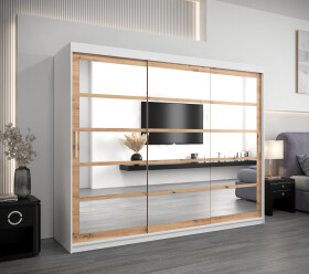 Šatní skříň Abi Ro2 Barva korpusu: Bílá, Rozměry: 250 cm, Dveře: Dub artisan
