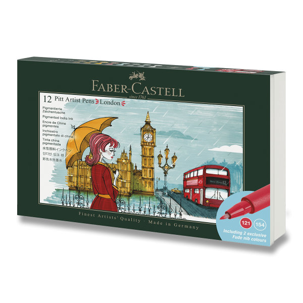 Popisovače Faber-Castell Pitt Artist Pen London - 12 ks