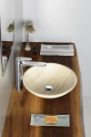 SAPHO - BLOK 1 kamenné umyvadlo na desku Ø 40cm, leštěný béžový travertin 2401-01