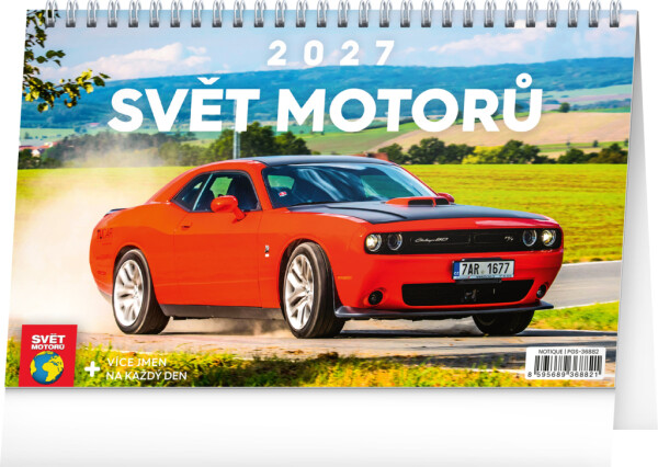 NOTIQUE Stolní kalendář Svět motorů 2027, 23,1 x 14,5 cm