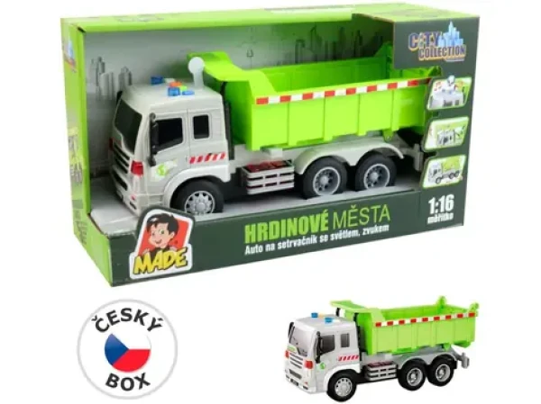 MaDe 14285 - Auto nákladní na setrvačník, se světlem a zvukem, na baterie, 27 x 10 x 12,5 cm