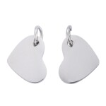 Přívěsek z nerezové oceli - platinový - srdce - 10 x 12 x 1 mm - 1 ks