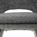 Židle jídelní, šedá látka, kovové nohy, broušená nerez.