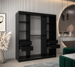 Šatní skříň Abi Miror Barva korpusu: Černá, Rozměry: 150 cm, Dveře: Černá