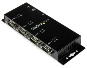 StarTech USB adaptér na 4x sériový port černá / Adaptér RS-232 / FTDI chipset / ocel (ICUSB2324I)