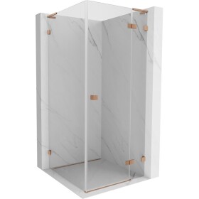 MEXEN/S - Lunar L sprchový kout dveře křídlové pravá 80 x 80, transparent, měď kartáčovaná 834L-080-080-65-00-P