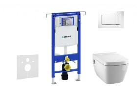 GEBERIT - Duofix Modul pro závěsné WC s tlačítkem Sigma30, bílá/lesklý chrom + Tece One - sprchovací toaleta a sedátko, Rimless, SoftClose 111.355.00.5 NT5