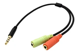 OEM redukce jack 3,5mm 4pin(M) - 2x jack 3,5mm(F) / Redukce / 25 cm / pro sluchátka a mikrofon (11.42.4440)