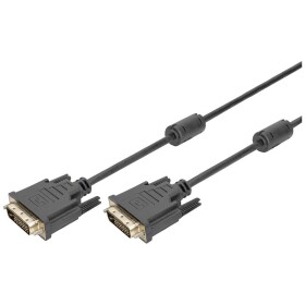 Digitus DVI kabel DVI-D 24+1pol. Zástrčka, DVI-D 24+1pol. Zástrčka 10.00 m černá AK-320101-100-S lze šroubovat, s feritovým jádrem DVI kabel