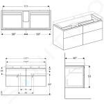 GEBERIT - Xeno 2 Skříňka pod umyvadlo 1200 mm s LED svítidlem, 4 zásuvky, lesklá bílá 500.518.01.1