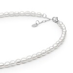Perlový náhrdelník se zirkonem - stříbro 925/1000, sladkovodní perla, 38 cm + 3 cm (prodloužení) Bílá