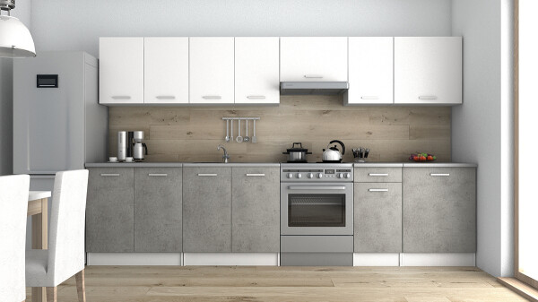 FRONTI Kuchyňská linka LUIZA 320x260 - Bílá + Beton