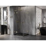 MEXEN/S - Lunar L Duo sprchový kout dveře křídlové 90 x 90, transparent, zlato 834L-090L-090P-50-00