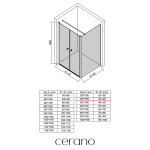 CERANO - Sprchový kout Antelo L - L/P - 6 mm - černá matná, transparentní sklo - 92x40 - otočný CER-666535
